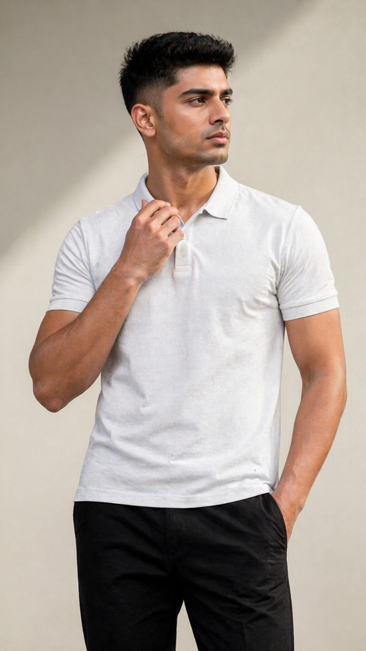 BYCADS Clean White Polo T-Shirt – Classic Cotton Minimal Essential