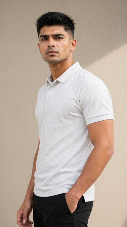 BYCADS Clean White Polo T-Shirt – Classic Cotton Minimal Essential