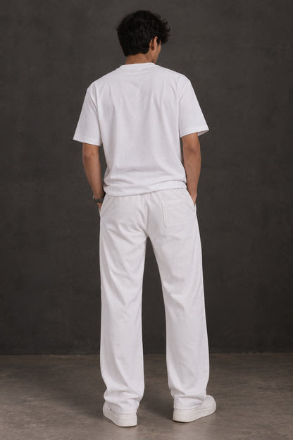 BYCADS White Premium Co-Ord Set – Regular Fit T-Shirt & Relaxed-Fit Trousers