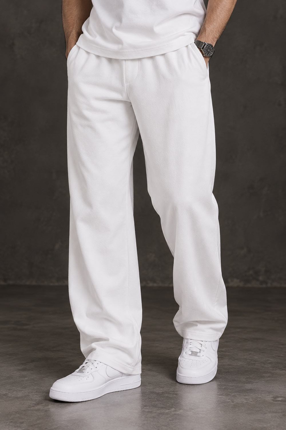 BYCADS White Premium Co-Ord Set – Regular Fit T-Shirt & Relaxed-Fit Trousers