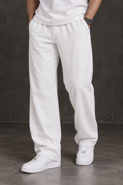 BYCADS White Premium Co-Ord Set – Regular Fit T-Shirt & Relaxed-Fit Trousers