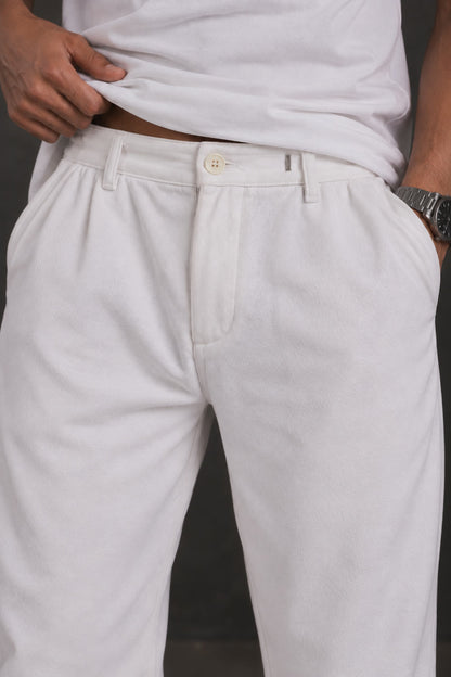 BYCADS White Premium Co-Ord Set – Regular Fit T-Shirt & Relaxed-Fit Trousers