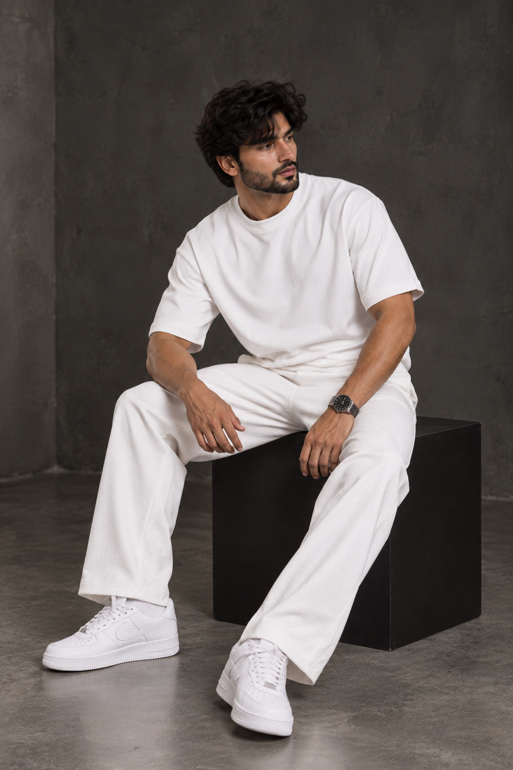 BYCADS White Premium Co-Ord Set – Regular Fit T-Shirt & Relaxed-Fit Trousers