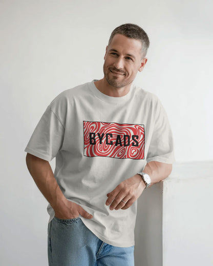 BYCADS "Crimson Swirl" Box Logo Oversized Graphic T-Shirt