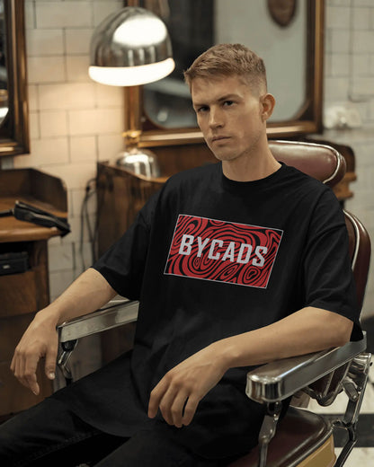 BYCADS "Crimson Swirl" Box Logo Oversized Graphic T-Shirt