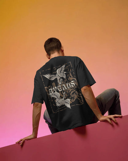 BYCADS "Flight of Kings" Black Oversized Graphic Streetwear T-Shirt