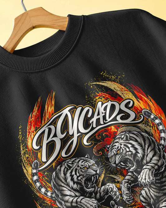 Black Oversized T-Shirt | 100% Cotton 240 GSM Graphic T-Shirt | BYCADS Streetwear