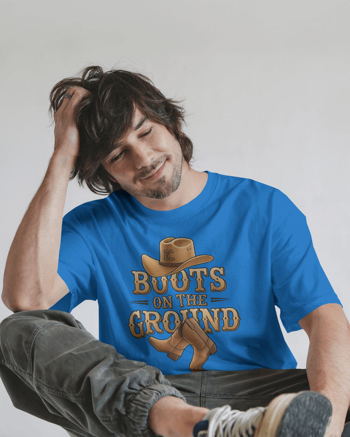 Boots On The Ground Printed Oversized T-Shirt for Men