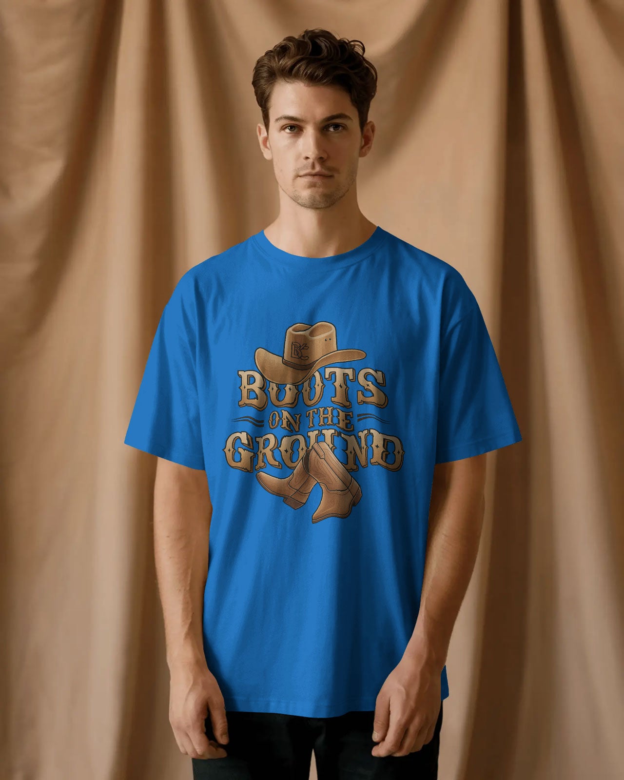 Boots On The Ground Printed Oversized T-Shirt for Men