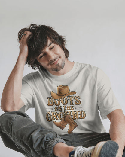 Boots On The Ground Printed Oversized T-Shirt for Men