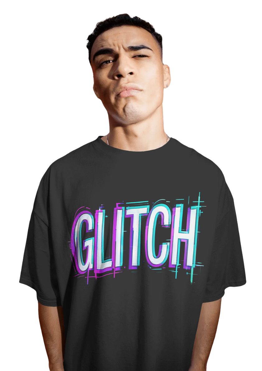 GLITCH Neon Graphic Unisex Streetwear T-Shirt - Bycads