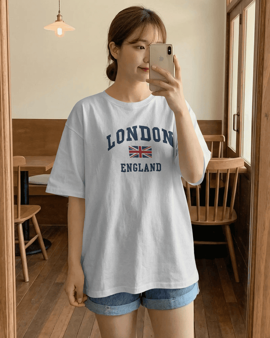 Bycads London England Oversized Graphic T-Shirt | Unisex Casual Streetwear Travel T-shirt