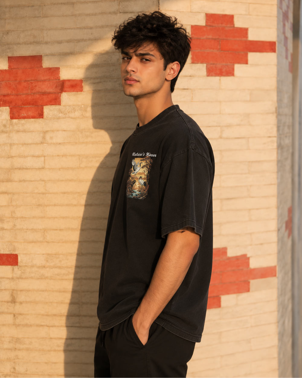 BYCADS "Nature's Mirror" Art Nouveau Heron Oversized T-Shirt
