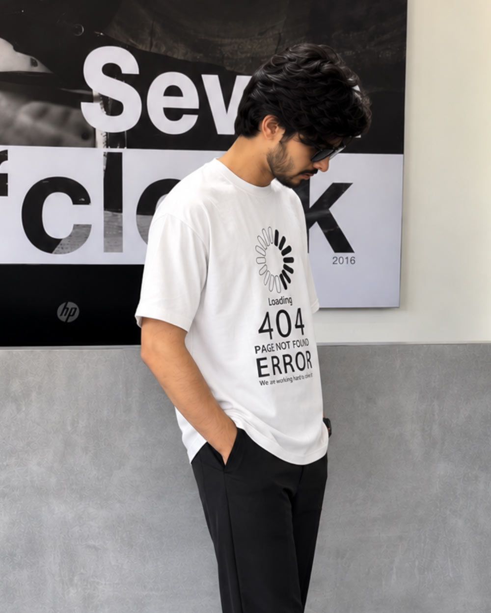 BYCADS "404 HUMAN NOT FOUND" Oversized Graphic Tee
