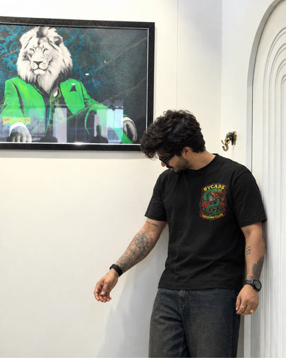 BYCADS Snake & Piston Graphic Printed Oversized T-Shirt | Drop Shoulder Relaxed Fit Streetwear t-shirt