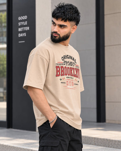 BYCADS Original Brooklyn Oversized Cotton Blend T-Shirt | Relaxed Fit Drop Shoulder Streetwear Tee
