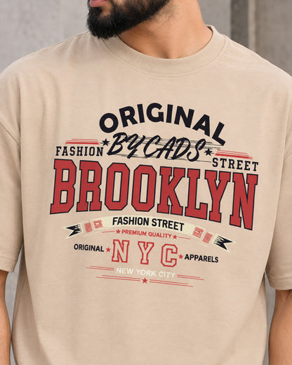 BYCADS Original Brooklyn Oversized Cotton Blend T-Shirt | Relaxed Fit Drop Shoulder Streetwear Tee