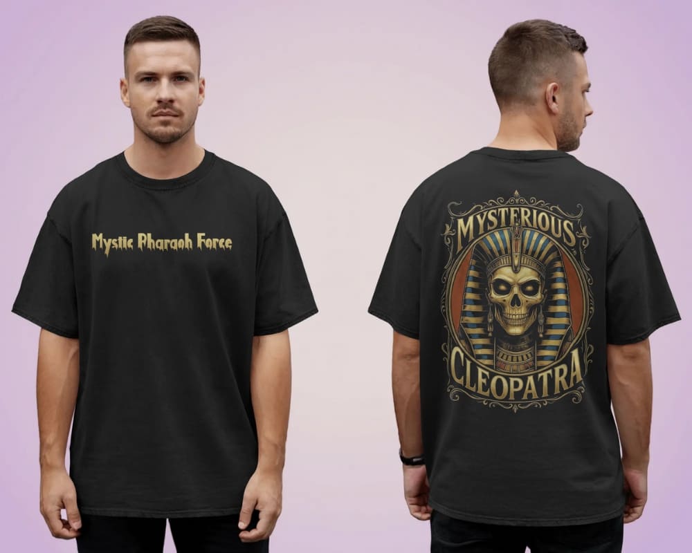Cleopatra mystery Oversized T-Shirt – Gothic Egyptian Streetwear by Bycads