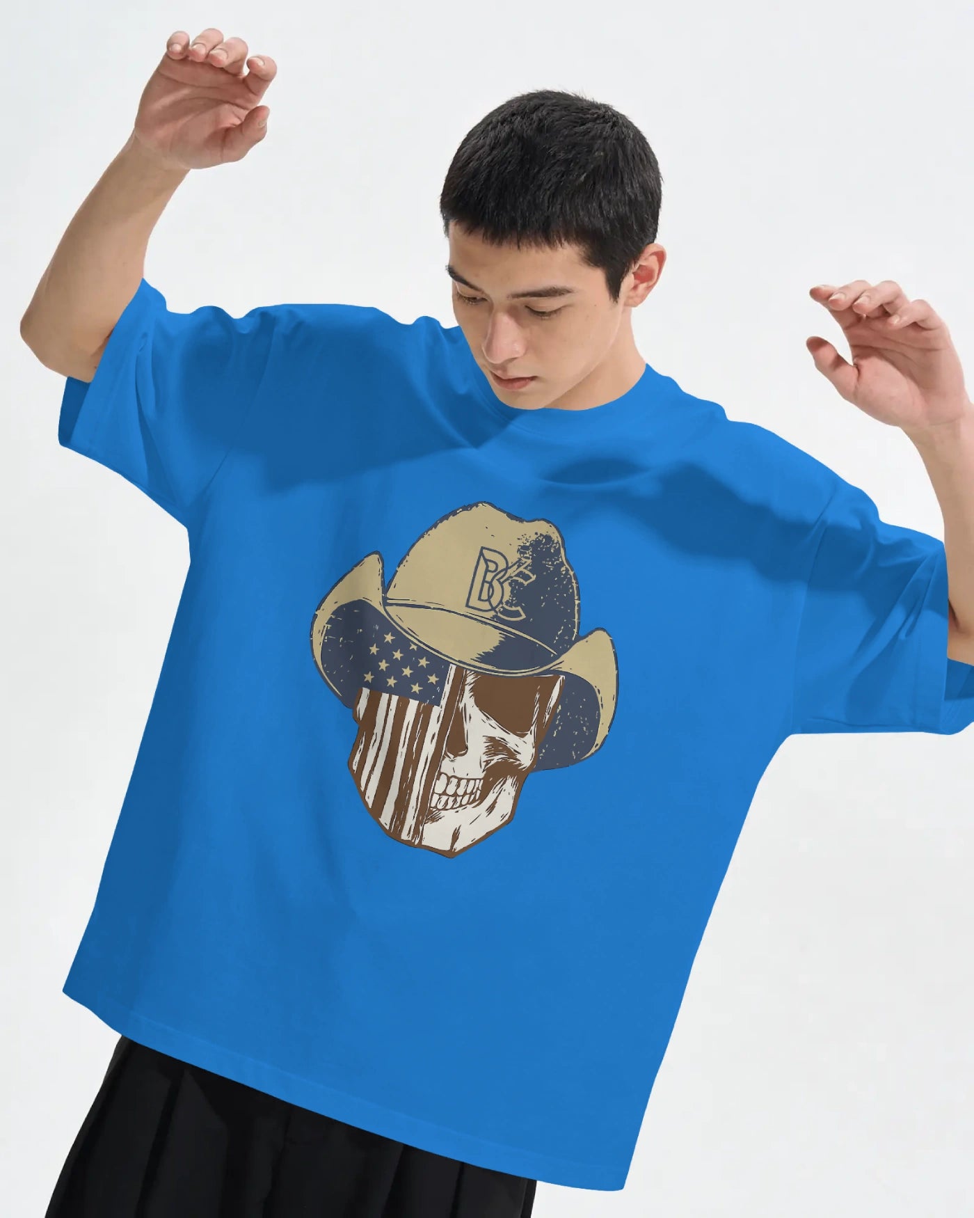 Cowboy Skull Oversized T-Shirt for Men – Grunge Western Graphic by Bycads