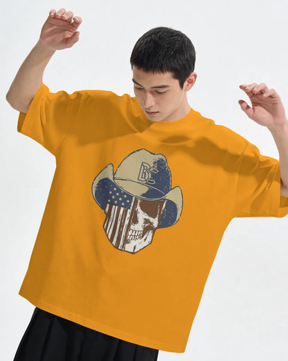 Cowboy Skull Oversized T-Shirt for Men – Grunge Western Graphic by Bycads
