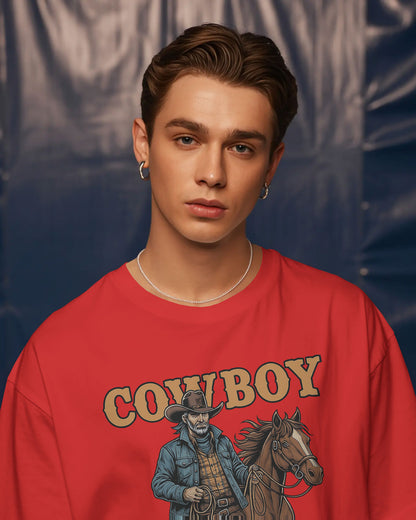 Cowboy with Horse Oversized T-Shirt for Men – Western Partner Graphic by Bycads