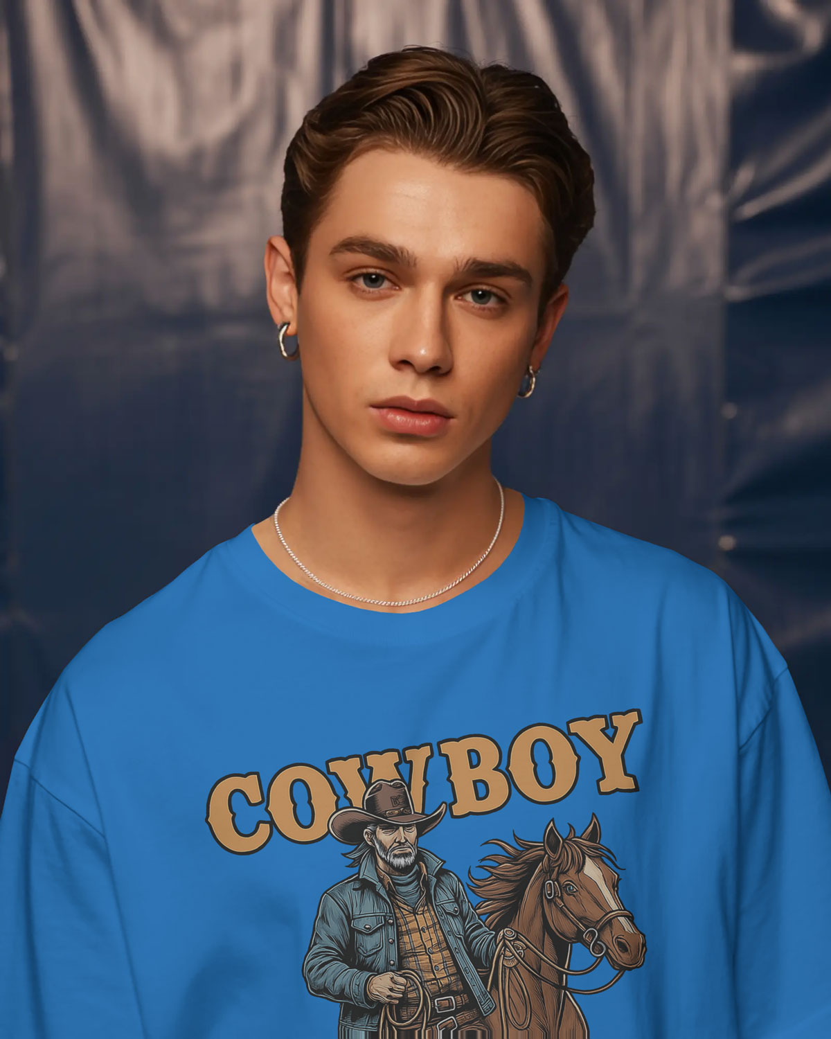 Cowboy with Horse Oversized T-Shirt for Men – Western Partner Graphic by Bycads