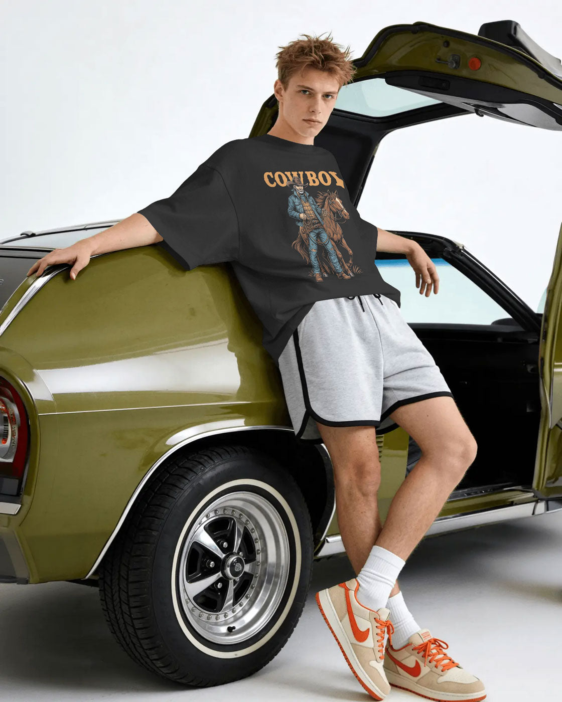 Cowboy with Horse Oversized T-Shirt for Men – Western Partner Graphic by Bycads