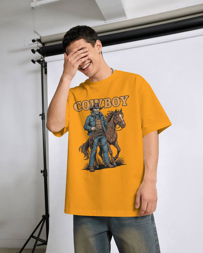 Cowboy with Horse Oversized T-Shirt for Men – Western Partner Graphic by Bycads