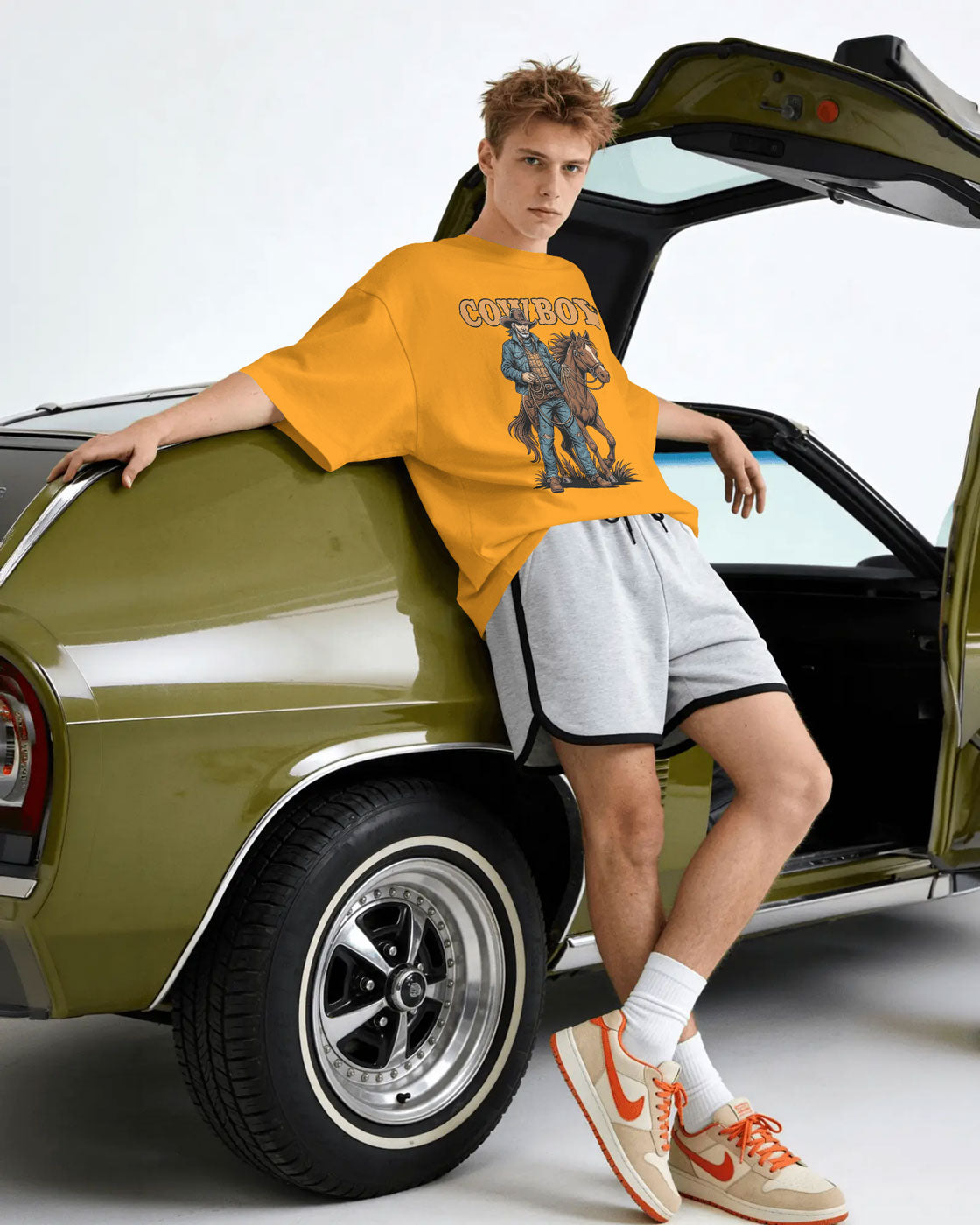 Cowboy with Horse Oversized T-Shirt for Men – Western Partner Graphic by Bycads