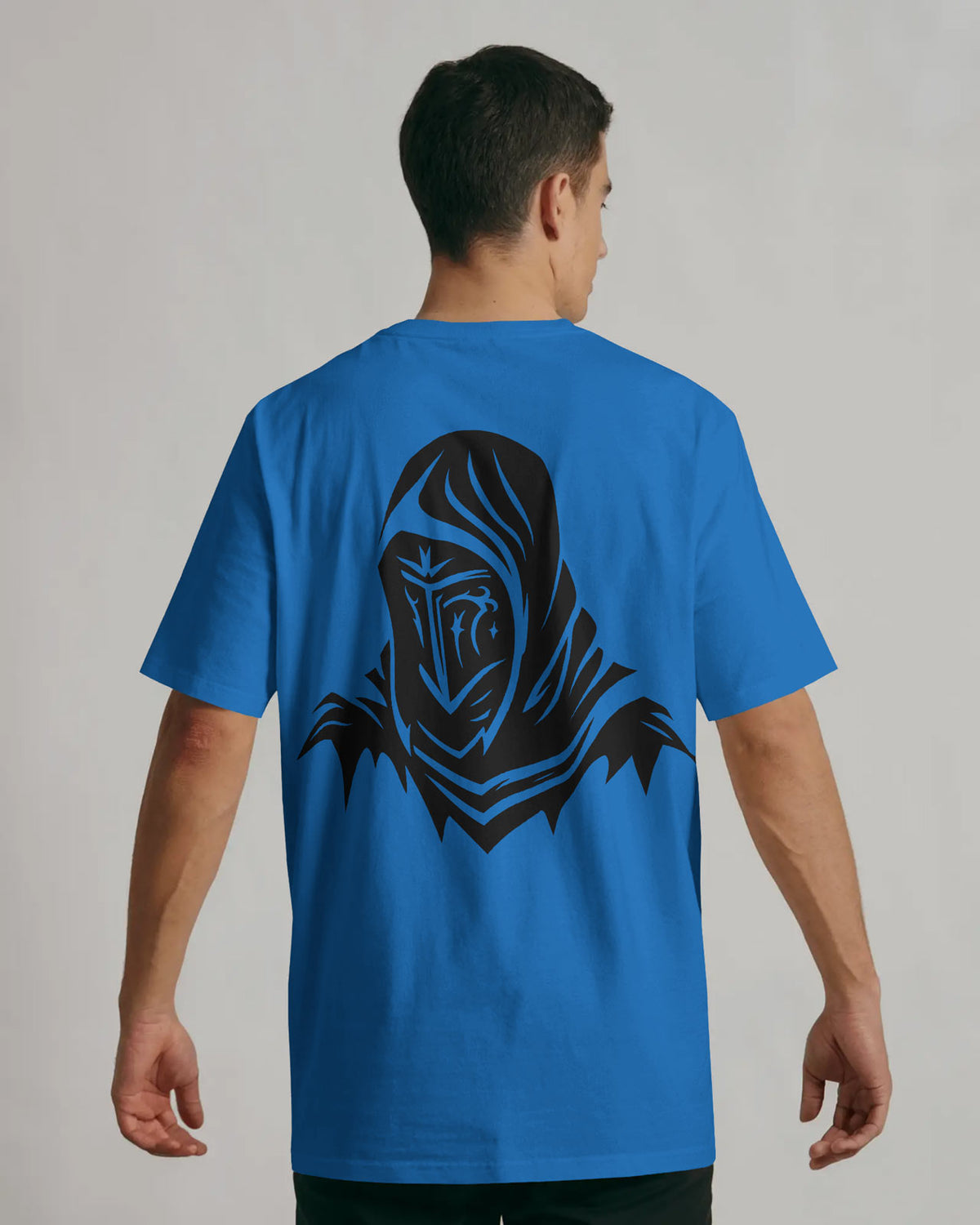 Dark Hooded Knight Oversized T-Shirt for Men – Mysterious Shadow Armor Design by Bycads