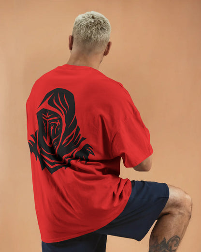 Dark Hooded Knight Oversized T-Shirt for Men – Mysterious Shadow Armor Design by Bycads