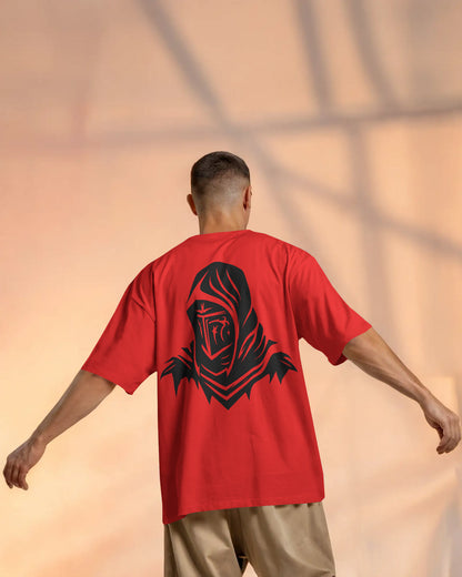 Dark Hooded Knight Oversized T-Shirt for Men – Mysterious Shadow Armor Design by Bycads