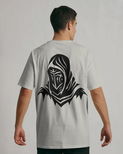 Dark Hooded Knight Oversized T-Shirt for Men – Mysterious Shadow Armor Design by Bycads