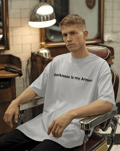 Dark Hooded Knight Oversized T-Shirt for Men – Mysterious Shadow Armor Design by Bycads