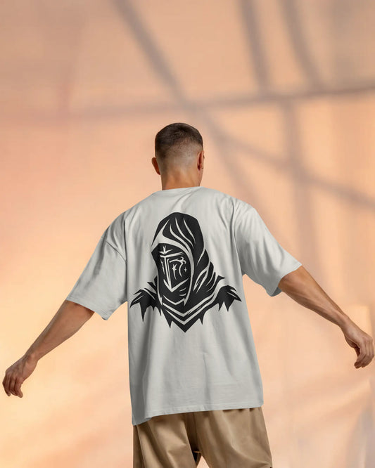 Dark Hooded Knight Oversized T-Shirt for Men – Mysterious Shadow Armor Design by Bycads