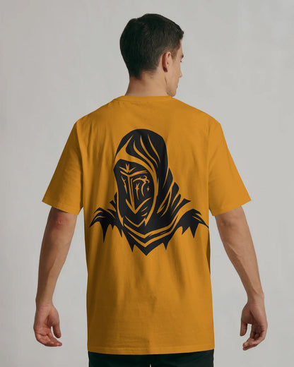 Dark Hooded Knight Oversized T-Shirt for Men – Mysterious Shadow Armor Design by Bycads