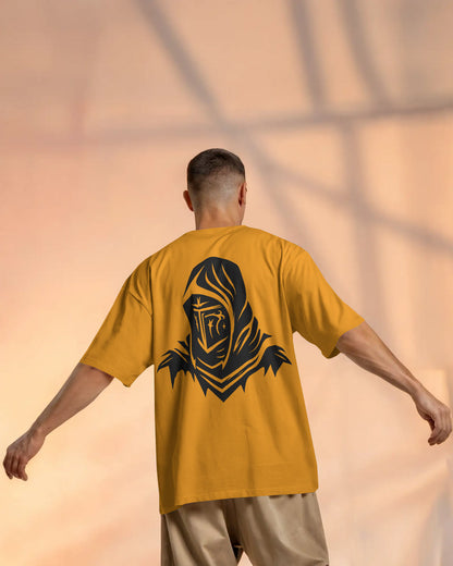 Dark Hooded Knight Oversized T-Shirt for Men – Mysterious Shadow Armor Design by Bycads