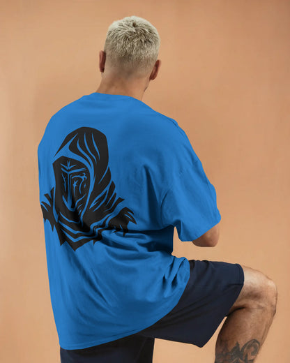Dark Hooded Knight Oversized T-Shirt for Men – Mysterious Shadow Armor Design by Bycads