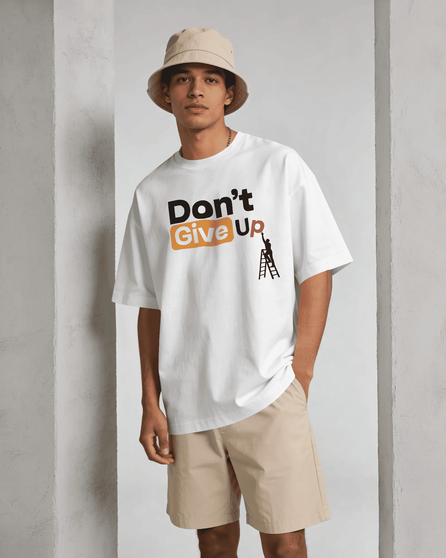 Bycads Don’t Give Up Motivational Oversized Cotton Blend T-Shirt