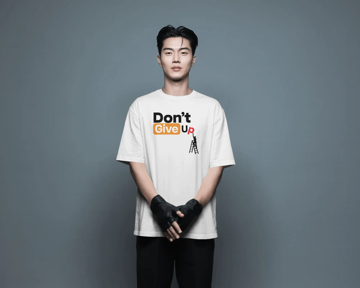 Bycads Don’t Give Up Motivational Oversized Cotton Blend T-Shirt