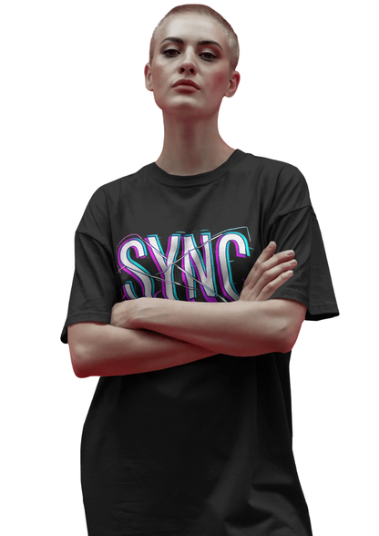 SYNC Neon Glitch Graphic Unisex Streetwear T-Shirt - Bycads