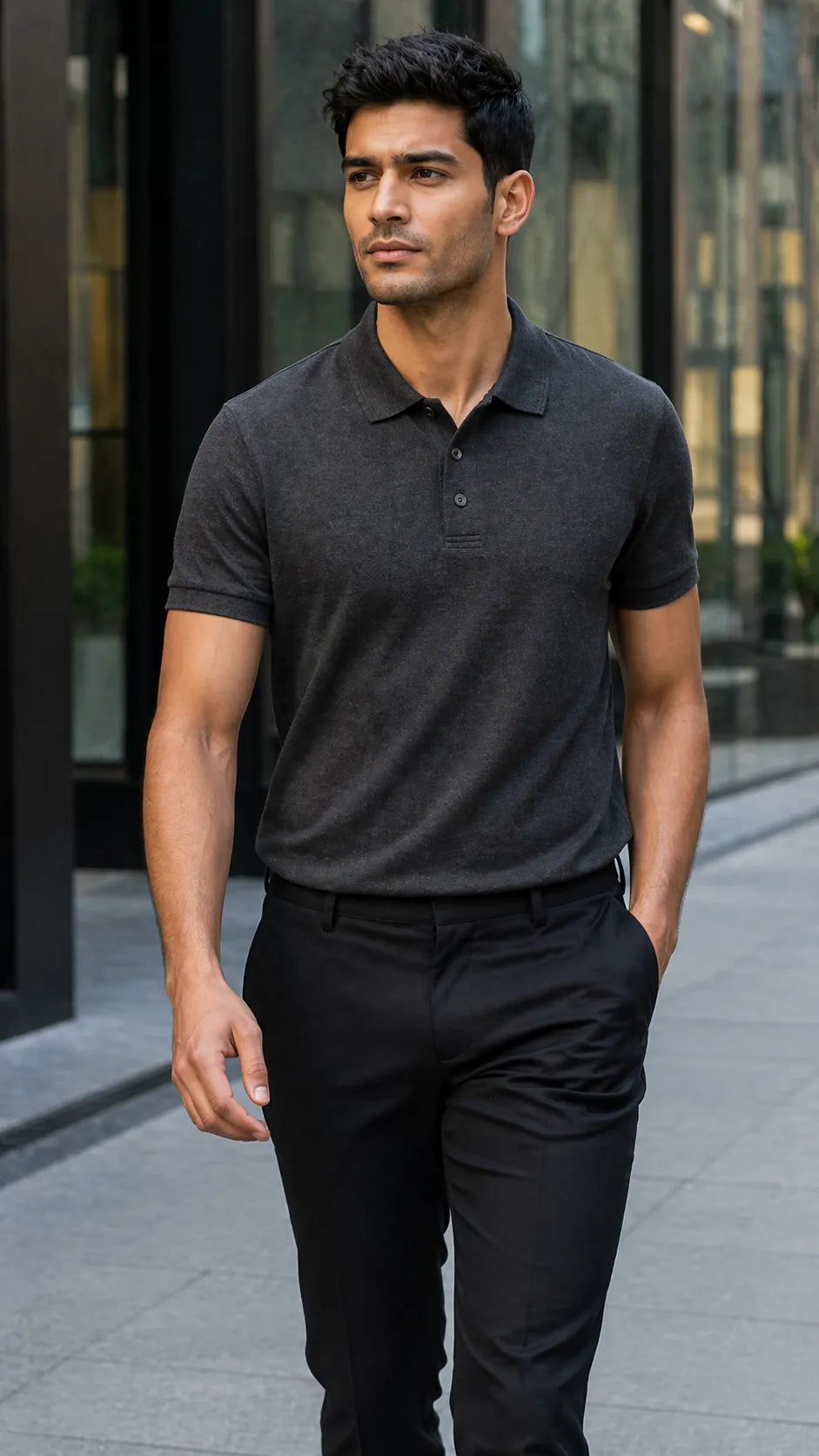 BYCADS Essential Grey Polo T-Shirt – Premium Cotton Casual Wear