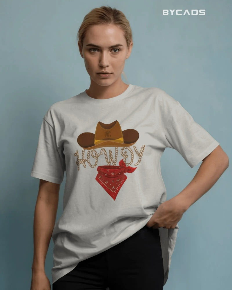 Howdy Cowboy Oversized T-Shirt for Men – Western Street Style by Bycads
