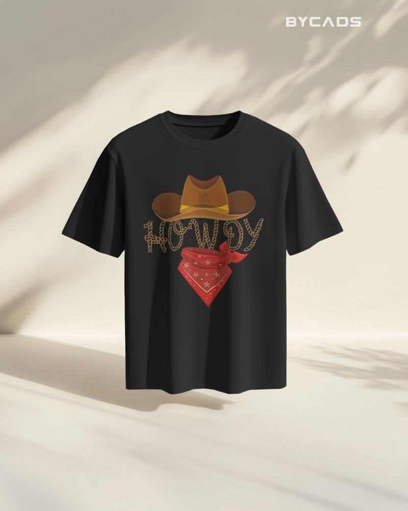 Howdy Cowboy Oversized T-Shirt for Men – Western Street Style by Bycads