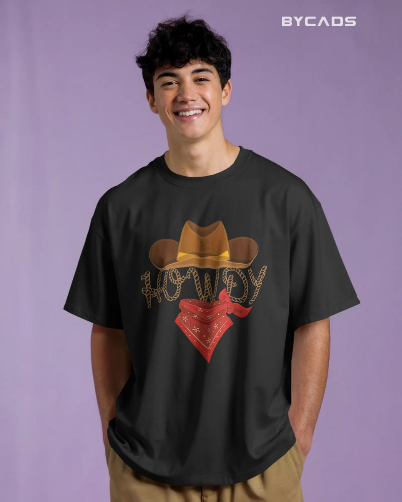 Howdy Cowboy Oversized T-Shirt for Men – Western Street Style by Bycads