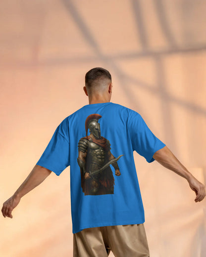 Iron Spartan Oversized T-Shirt for Men – Ancient Warrior Helmet Graphic by Bycads