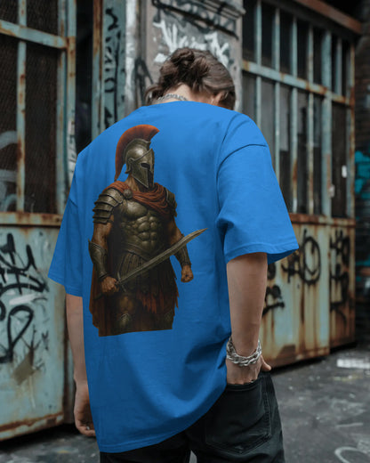 Iron Spartan Oversized T-Shirt for Men – Ancient Warrior Helmet Graphic by Bycads