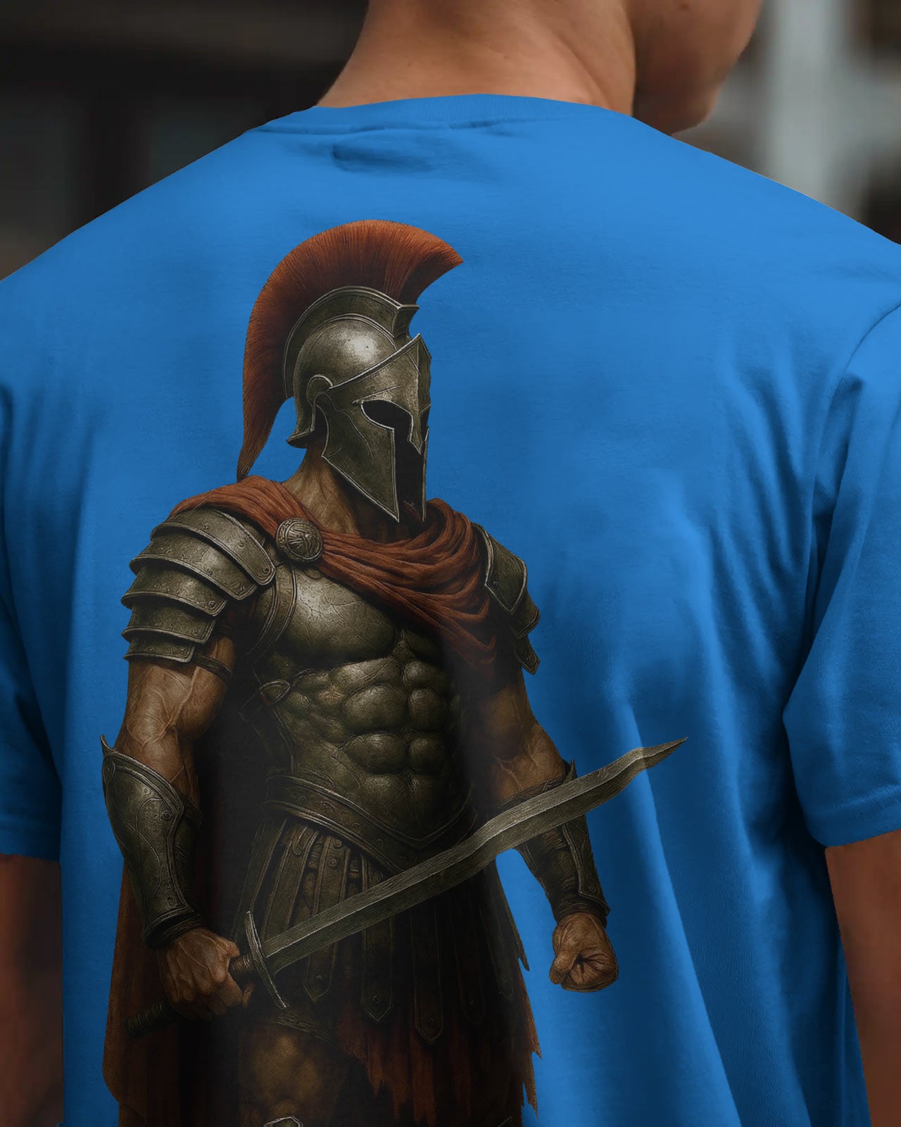 Iron Spartan Oversized T-Shirt for Men – Ancient Warrior Helmet Graphic by Bycads