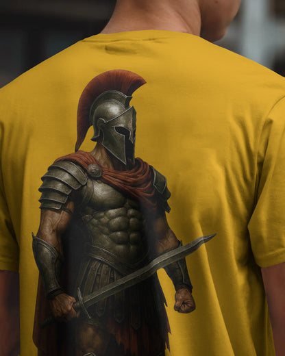 Iron Spartan Oversized T-Shirt for Men – Ancient Warrior Helmet Graphic by Bycads