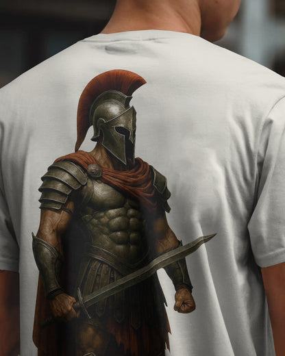 Iron Spartan Oversized T-Shirt for Men – Ancient Warrior Helmet Graphic by Bycads